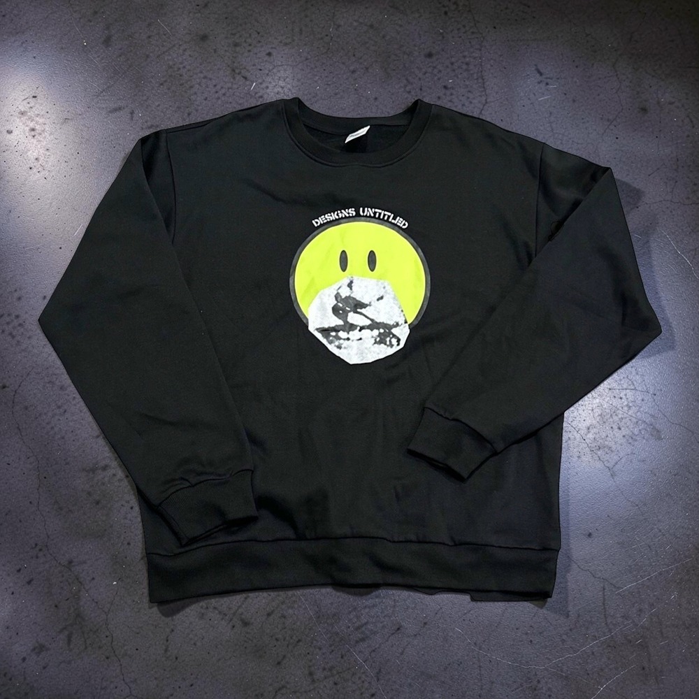 Designs Untitled Men's Sweatshirt Black Choose Attitude Smiley Face Skater L NWT